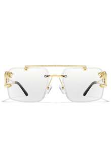 1pc Women Square Frame Leopard Print Personalized Glasses For Summer Beach Vacation, Outdoor, Travel