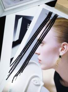 Glamorous Spring Colorful CZ Crystal Long Tassel Earrings Stud Dance Club Party Graduation Jewelry 1 Pair