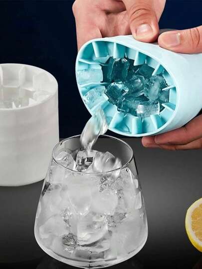 1入組粉色矽膠便攜式冰模具，易於取出矽膠冰塊模具，可容納60個冰塊