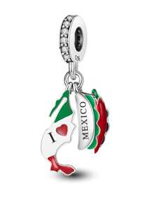 1 PC DONIMICAN MAP CHARM Pendant Beads Pendant Ball Suitable For Bracelets DIY Women's Jewelry - Silver - View 13