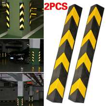 2PCS Rubber Garage Wall Protector Corner Guard,  Reflective Traffic Warning Strip, Garages Corner Edge, For Parking Aid - Black - View 1