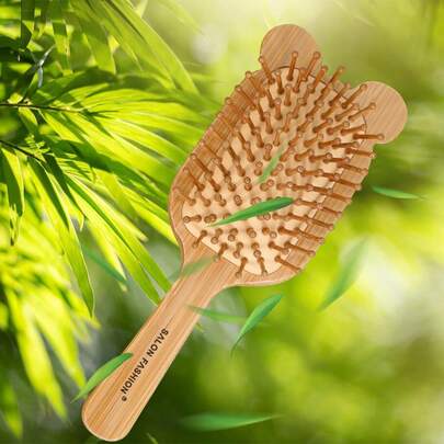 lina. 1 件/2 件小号 Nan 竹制方形靠垫发梳，带手柄，男女通用顺发刷，促进头发生长的竹发刷，按摩头皮的顺发梳，男女儿童木制桨式发刷，适合浓密/稀疏/卷曲/干燥发质，带人体工程学手柄，护发，美发工具，女士发饰，返校旅行必需品，万圣节礼物，圣诞礼物，刷子，发刷，边刷，刷头发，发梳，梳头发，顺发刷，球刷，迷你发刷，发刷套装，木梳，梳子，光滑后刷，发刷，边刷，刷头发，发梳，发刷套装，梳头发，迷你发刷，顺发刷，美发产品，美发工具，美发用品，护发，卷发刷，理发器，理发配件，美发设备，旅行必需品、旅行必需品、发型、美发
