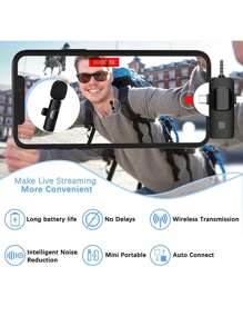 Microphone Cravate Sans Fil 4 En 1 Avec Interface 3,5 Mm, Compatible Avec Les Smartphones/ordinateurs/tablettes/cartes Son, Adapté Pour L'enregistrement Audio/vidéo, La Diffusion En Direct Et Les Entrevues