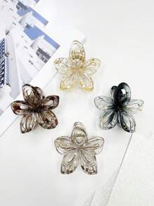 Blumen Bad Haarklammern Set mit 6 - matte & transparente Kunststoff Haarspangen für Frauen - wasserbeständiges tägliches/Party Zubehör - 4 Farben (Schwarz/Weiß/Braun/Klar) leichtes Geschenk für Sie Geburtstag/Jahrestag Einschulung - Verschiedenfarbig - Übersicht 7