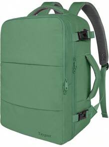 Mochila de Viaje 10 kg Avion 35L Grande Impermeable para Hombre y Mujer, Compartimento Laptop 15.6 pulgadas, Puerto USB Integrado, Maleta Mano Funcional, Práctica Equipaje Cabinas, Negro - Verde Peridoto - Ver 2