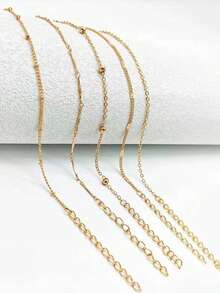 5 件/套简约可堆叠串珠脚链，优雅女士足部珠宝，适合夏季海滩派对，极简个性化扁平蛇链编织链 5 件套脚链套装（单个随机）