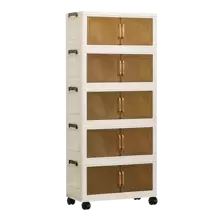 1 szt. składana szafka do przechowywania, szerokość 45 cm/55 cm, opcja 1-5 warstw, pogrubione podwójne drzwi z kółkami, organizer do użytku domowego, nie wymagający montażu, plastikowa szafka do przechowywania ubrań i zabawek