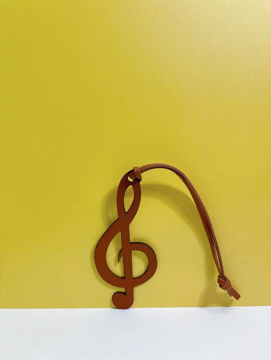 1pc Solid Color PU Leather Music Note Shaped Backpack, Shoulder Bag, Tote Bag, Versatile Fashion Stylish Design, Suitable For Couples, Students, Work, Daily Life, Travel, Girlfriends, Moms, Kids Birthday Gift - Brown - View 1