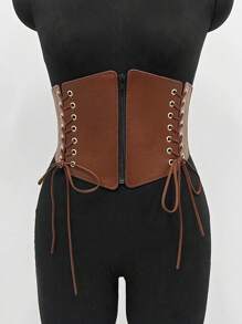 1pc Women's Renaissance Accessory Brown Punk Style Drawstring Adjustable Corset Belt, Suitable For Halloween Night Or Daily Wear - Brown - View 5