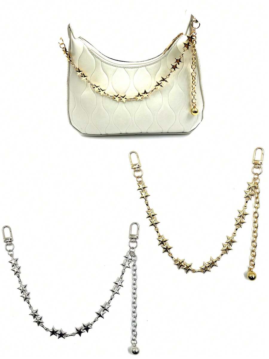 Premium Luxurious Rhinestone Decorated Metallic Bag Charm European Style Chain Ornament Accessory Beach Vacation Y2K - Multicolor - View 1