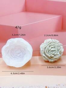 1pc Round-Bottom Peony & Rose Shaped Silicone Wax Candle Mold - White - View 2