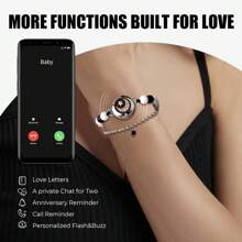 Totwoo 长距离触摸情侣手环,振动和发光情侣手环,适合情侣佩戴 | 送给女朋友的长距离关系礼物,蓝牙配对珠宝 - 彩色 - 查看 5