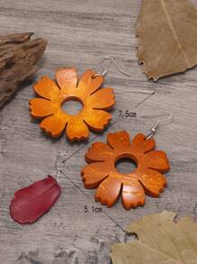 Newly Designed Handmade Coconut Shell Flower Retro European Style Versatile Earrings - Multicolor - View 5