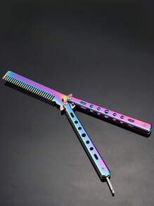 Butterfly Comb For Beginners, Stainless Steel Foldable Wide-Tooth Butterfly Shaker Comb, Portable Butterfly Comb For Men - Multicolor - View 1