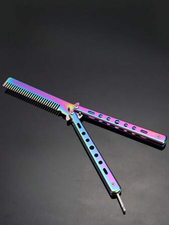 Butterfly Comb For Beginners, Stainless Steel Foldable Wide-Tooth Butterfly Shaker Comb, Portable Butterfly Comb For Men