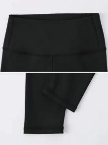 夏季运动女士柔软贴身瑜伽紧身裤，弹力舒适瑜伽健身裤 - 黑色 - 查看 4