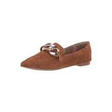 Steve Madden Famed Flourish Cognac Suede Flat Slip On Pointed Toe Detailed Loafers - Cognac Suede - View 1