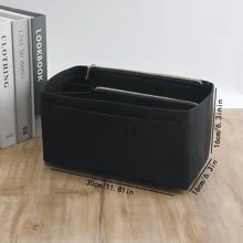 1pc Felt Inner Bag, Large Capacity Felt Organizer Pouch - Black - View 9