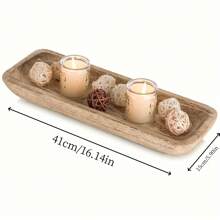 1 khay đựng bát trang trí 16" dùng làm vật trang trí bàn: Bát đựng bột bằng gỗ dùng để trang trí phòng khách, chân nến mộc mạc cho phòng ăn, quầy bếp, khay dài hẹp kiểu trang trại dùng để trang trí tiệc cưới, tiệc Giáng sinh, ngày lễ tình nhân - Nhiều màu - Xem 3