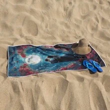 1 pieza Toalla de baño de secado rápido Serie de hermosos paisajes bajo la luna, moderna y simple, toalla de playa absorbente para uso diario, esencial de playa