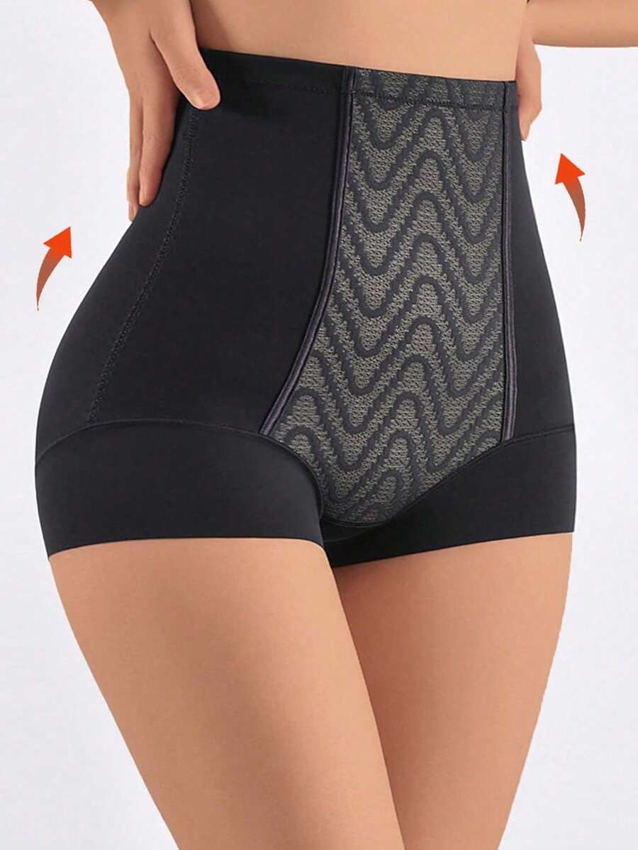 High Waist Slimming Postpartum Shaping Pants For Women, Tummy Control Seamless Shapewear Leggings With Mesh, Prevents - Black - View 1
