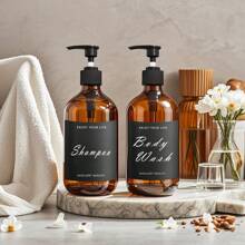 LEAPAIR 1/2/3Pcs 500ml/16.9oz Refillable Lotion Dispensers Bottles Bath Shampoo Conditioner Dispenser Shower Bottle For Bathroom Empty Container With Labels,Hand And Dish Soap Dispenser Set Kitchen Items Kitchen Accessories Kitchen Kitchen Tools - Multicolor - View 8