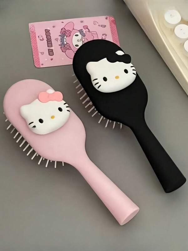 Sanrio 1 pièce Petite brosse à cheveux portable mignonne rose Hello Kitty pour femmes, peigne masseur du cuir chevelu Kuromi pour la croissance des cheveux, accessoires de coiffure indispensables pour le voyage My Melody, fournitures essentielles pour la maison, le bureau, le collège et l'école Cinnamoroll, outils de défrisage et de démêlage pour cheveux secs ou mouillés, articles Pochacco, cadeaux d'appréciation pour demoiselles d'honneur, infirmières et enseignants, cadeaux de fête et d'anniversaire pour filles, articles autorisés Sanrio.