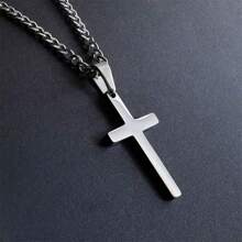 Fashionable Men's Stainless Steel Cross Pendant Necklace - Ideal For Daily Wear, Perfect Gift For Boyfriend! - Multicolor - View 3
