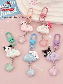 Sanrio Various Sanrio Cartoon Kuromi And Cinnamon Roll Key Chains, Cute Cloud Style Backpack Accessories, Romantic Gifts For Couple & Best Friends