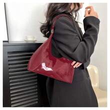 Glossy Shoulder Bag Fashion PU Leather Solid Messenger Bag Purse Women Shoulder Bag Messenger Bag Handbag