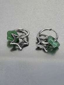 1pair Korean Star Earrings For Women Gothic Pentagram Pendant Earrings Y2K Punk Earrings Removable Simple Earrings Hip Hop Jewelry - Pentagram - View 15