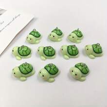 10pcs Cute Cartoon Sea Turtle Charms, Exquisite Resin Animal Pendants, Suitable For Making Keychain And Earrings Jewelry Accessories, Turtles, Green - Pendants - View 8