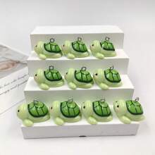 10pcs Cute Cartoon Sea Turtle Charms, Exquisite Resin Animal Pendants, Suitable For Making Keychain And Earrings Jewelry Accessories, Turtles, Green - Pendants - View 4