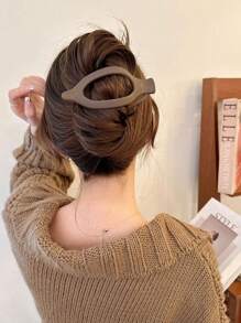 4 Stücke/1 Stück Damen 4.72in/12cm weiße & braune große leichte Kunststoff Haarspangen, modisch, vielseitig, elegant & minimalistisch einfarbig, geeignet für Alltag, Lässig, Party, Pendeln, Frisur, Gesicht/Haare waschen, Make-up, Outfit Accessoires