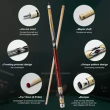 13mm Maple Wood Snooker/Pool Cue With Rosewood Handle, 148cm Long, Rhombus Patterned Design, Suitable For Players Of All Levels