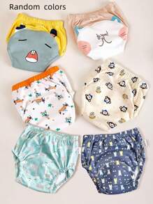 1条婴儿训练裤，可水洗尿布套，婴儿如厕训练布尿布，透气尿布套（图案随机）。训练裤用于过渡阶段：其吸水性弱于一次性尿布，让宝宝感受到尿湿带来的不适感，从而主动表达如厕需求。它介于一次性尿布和普通内裤之间，不能替代一次性尿布。