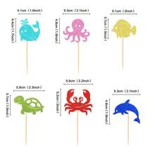 24pcs Creative Starfish, Seahorse, Shell, Mermaid Cake Topper Picks, Summer Mermaid Ocean Theme Birthday Party Decoration