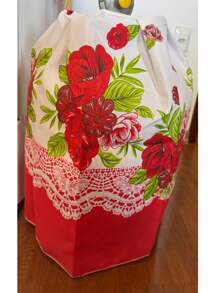 Kitchen Set Kit 10 Printed Pieces Window Curtain Table Runner Sink Curtain Tea Towel Placemat - flores vermelha - 查看 10