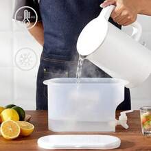 Plastic Juicer With Lid For Refrigerator With Tap, 3.5 Liters Capacity For Flavored Water In Summer - trắng - Xem 3