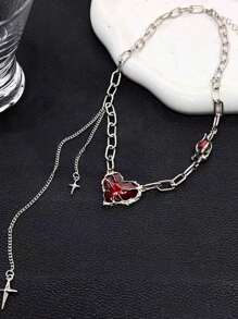 1 Stück Ewiges Herzanhänger Halskette für Frauen, Metallandherz mit Epoxidharz Perlen Charm, Perlenkette, Schmuck für Valentinstag, Muttertag, Geschenk für Mutter