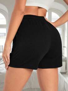 3pcs/Pack Solid Color Elastic Waist Tie Loose Fit Sports Shorts & Lounge Pants - Multicolor - View 10