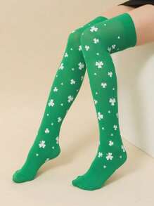 1set Irish Celebration Knee High Leg Warmers With Clover Accessories, St.Patrick's Day Party Outfit Prom - Multicolor - View 1