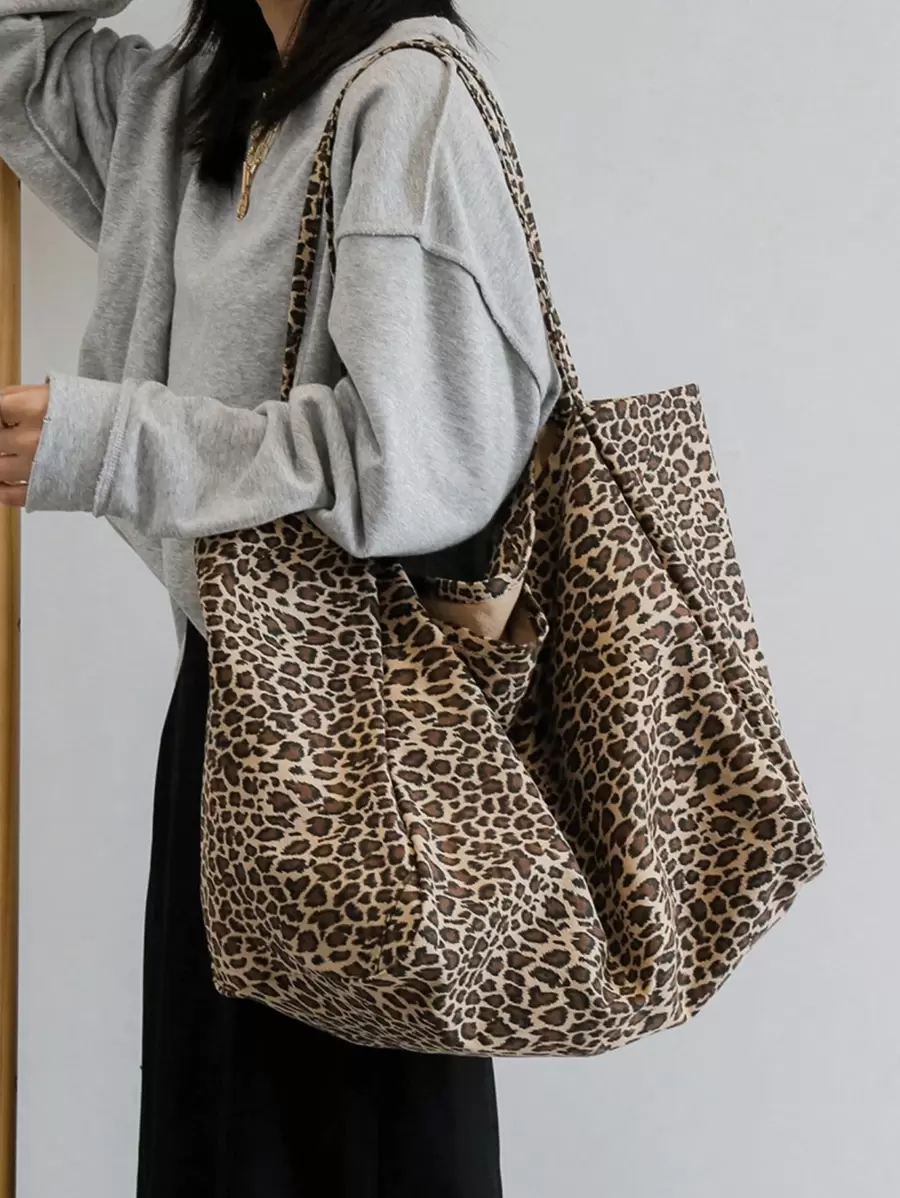Large Leopard Print Tote Bag, High Capacity Shoulder Bag, Underarm Bag Essential For Commuting, Backpack, Large Capacity, Portable, Suitable For Teenagers, Women, College Students, White-Collar Workers, Perfect For Work, Back To School, Middle School, High School, University, Vacation, Etc., Leopard Print Bag, Animal Print Women's Bag, New Autumn/Winter Tiger Print Women's Wallet, Holiday