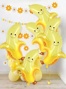6 件香蕉形铝箔气球，适用于香蕉主题派对装饰、生日、迎婴派对、夏季水果主题活动 - 彩色 - 查看 1