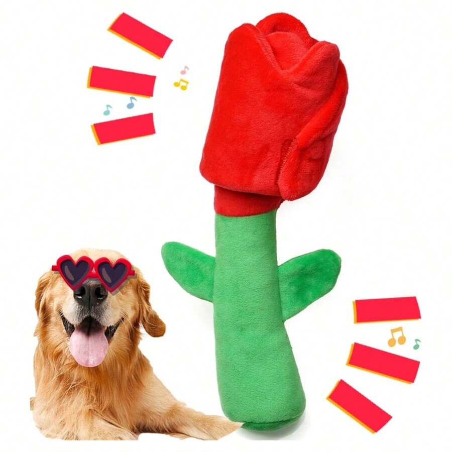 狗狗益智玩具，玫瑰狗狗玩具，狗狗生日玩具，丰富的吱吱作响的皱纹零食分配器狗狗玩具，适合中小型犬 - 彩色 - 查看 1