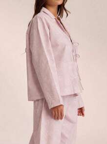 Pijama de mujer de color lila con camisa holgada de manga larga y pantalón largo - Conjunto de pijama para damas, ideal para vacaciones