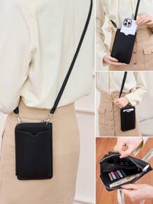 MIYIN New Women's Casual Zip Around Wallet & Mobile Phone Bag Fashion Minimalist Solid Color Crossbody Bag With Adjustable Strap Litchi Embossed Vertical Wallet With Card Slots & Front Pocket & Zipper Coin Pocket For Credit Card/ ID Card/ / Cash/Cell Phone/Bank Card For Lady & White-Collar Workers Shopping Travel Commute Office Work Phone Phone Pouch For Women Wallet Purse Wallet (Black) Phone Case - Black - View 12