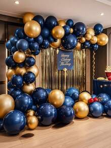 皇家蓝和金色婚礼气球优雅蓝宝石和香槟色装饰奢华新娘派对用品波西米亚风仪式背景套件、房间装饰、气球 Graland 套件 - 彩色 - 查看 1