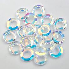 8/10/14/20mm 玻璃大孔彩虹电镀戒指吊饰 DIY 珠子适用于珠宝制作、生日和节日礼物工艺品（项链、耳环、手机壳等）