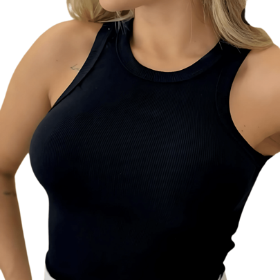 Regata Feminina Blusa em Ribana Moda Candy Blogueira